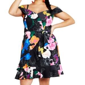 City Chic dress Raquel Print Minidress black size XL 22